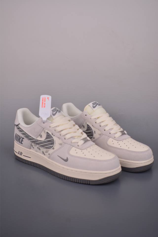Nike Air Force 1 Low 米灰条纹 原楦头原纸板 打造纯正空军版型 专注外贸渠道 全掌内置蜂窝气垫 原盒配件 原厂中底钢印、拉帮完美 官方货号: