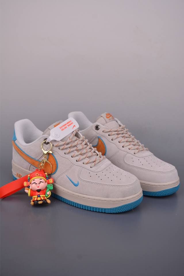 Nike Air Force 1 Low 麂皮蓝橙 原楦头原纸板 打造纯正空军版型 专注外贸渠道 全掌内置蜂窝气垫 原盒配件 原厂中底钢印、拉帮完美 官方货号: