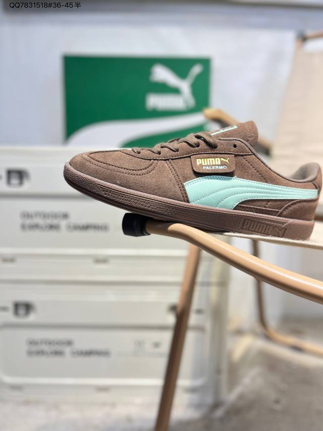 原楦原纸版开发版型#采用翻毛皮组合牛津布鞋面材质#外置轻量耐磨橡胶大底必入最火超高性价比德训鞋！彪马puma palermo Leather 巴勒莫系列低帮德训
