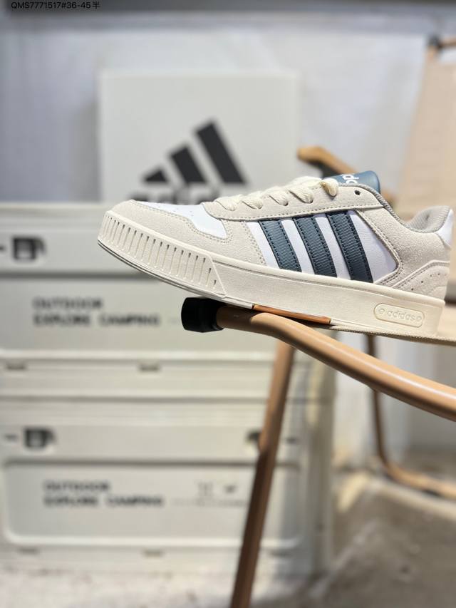 原楦原纸版开发#采用软质移膜牛剖革组合翻毛皮鞋面彩#外置耐磨橡胶鞋底Neo生活城市系列,阿迪达斯Adidas Neo D-pad Skateboarding 方