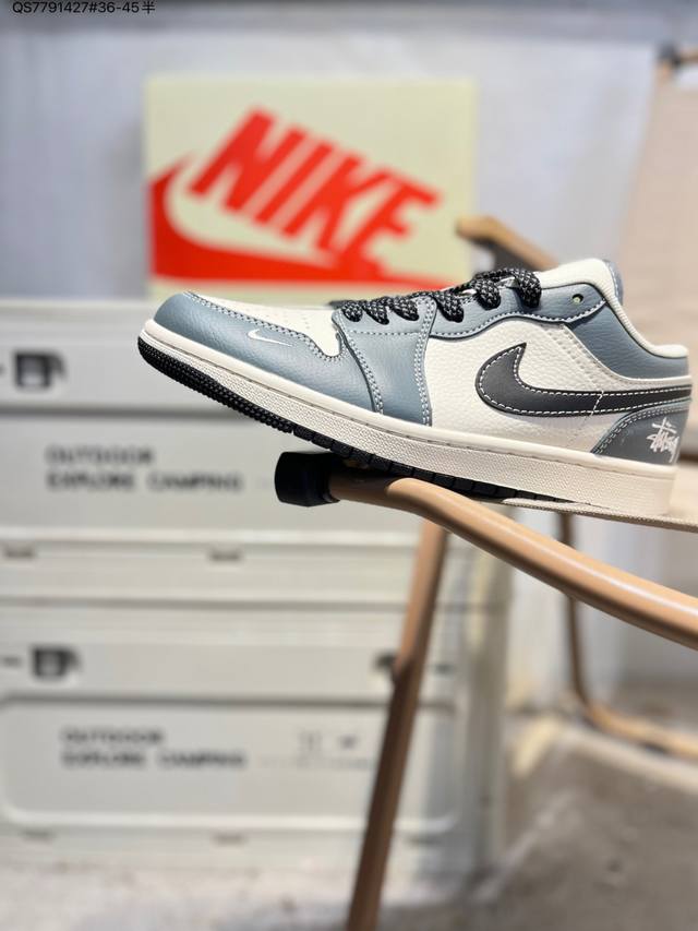 公司级头层皮斯图西 X 乔丹Air Jordan 1 Low Aj1低帮系列篮球鞋 官方同步配色 原装级产物 #拒绝公底 立体鞋型 细节完美 高清洁度Xx331