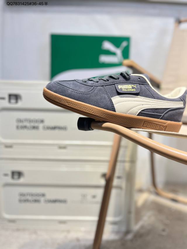 原楦原纸版开发版型#采用翻毛皮组合牛津布鞋面材质#外置轻量耐磨橡胶大底必入最火超高性价比德训鞋！彪马puma palermo Leather 巴勒莫系列低帮德训