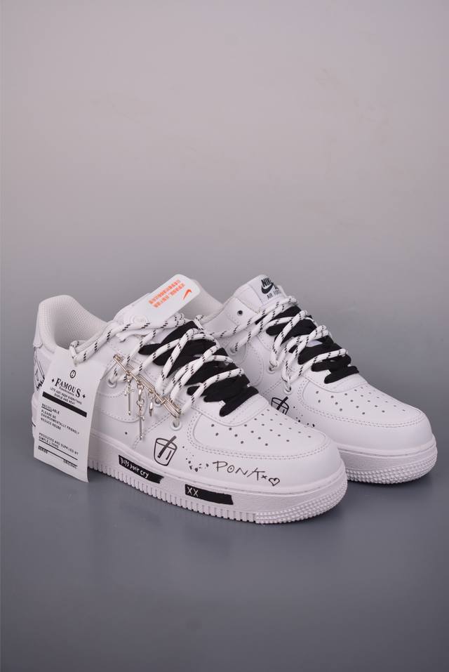 Nike Air Force 1 Low 简涂怪趣 解构绑带 原楦头原纸板 打造纯正空军版型 专注外贸渠道 全掌内置蜂窝气垫 原盒配件 原厂中底钢印、拉帮完美