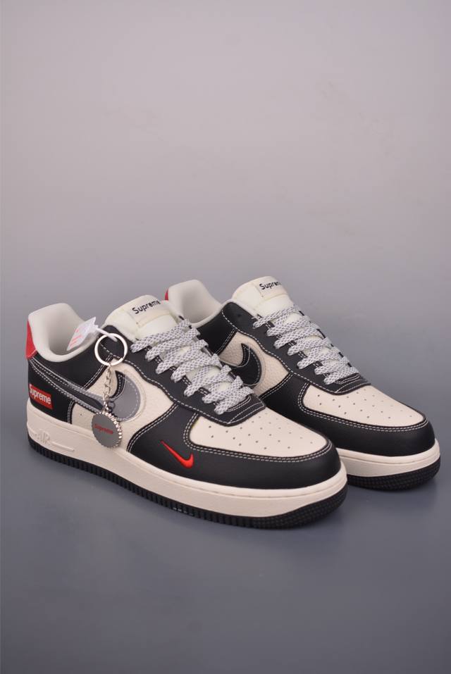 Nike Air Force 1 Low Supreme联名 原楦头原纸板 打造纯正空军版型 专注外贸渠道 全掌内置蜂窝气垫 原盒配件 原厂中底钢印、拉帮完美