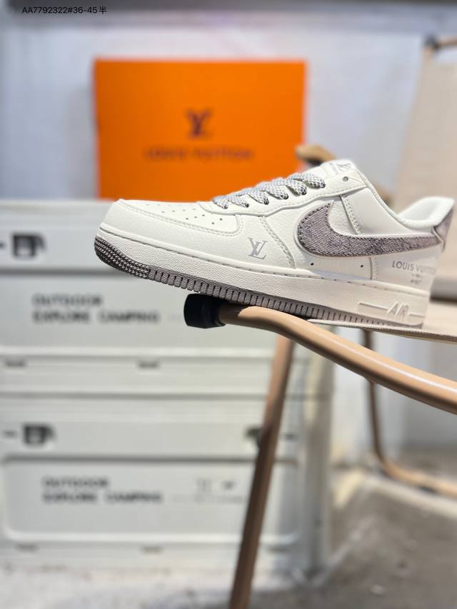 Lv X Nk Air Force 1'07 Low 空军一号低帮休闲板鞋 #定制皮料 原楦原纸板 纯正空军版型 高清洁度 内置全掌气垫Sm6668 Aa779