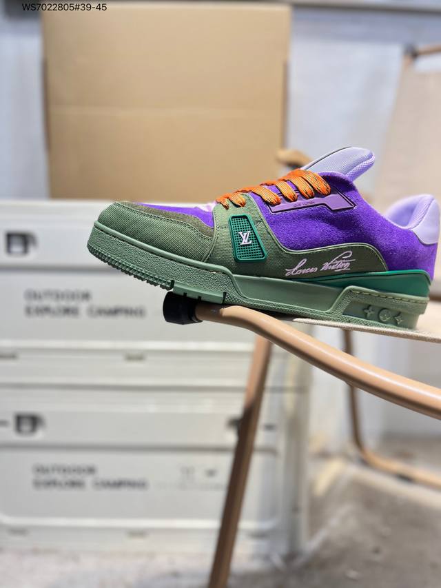 广东原厂# 路易威登 Louis Vuitton Lv路易威登板鞋 新款 Lv Trainer最新配色运动鞋 L家 篮球鞋风格运动鞋 该鞋由艺术总监 Virgi