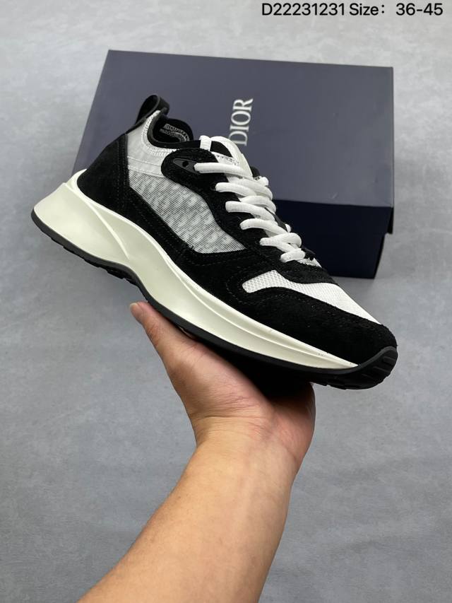 Dior迪奥 新款男鞋Oblique斜纹帆布百搭低帮B25跑步运动鞋 货号：1113391 8151 编码 ：D22231231 编码：如图