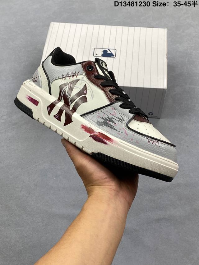 公司级Mlb Chunky Liner pu ‘Diy定制’ 简约时尚 百搭 包裹性保暖防滑防水减震 低帮 板鞋 货号:3Asxca12N 尺码:35 36 3