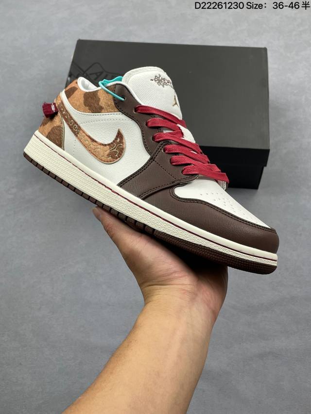 真标：Nike Air Jordan 1 马年限定 Cny新年款 Aj1 耐克 舒适贴合低帮 复古篮球鞋 官方货号:Iq5321-121 尺码:36 36.5