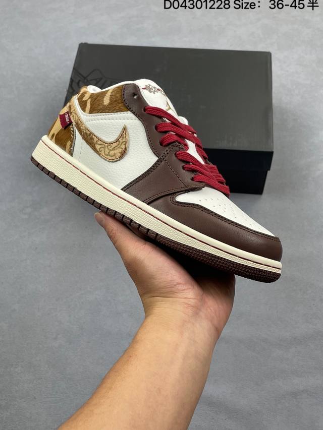 公司级Nike Air Jordan 1 马年限定 Cny新年款 耐克 舒适贴合低帮 复古篮球鞋 同步官方配色 升级原楦原档案数据开发纸版楦型 采用同源纳帕头层