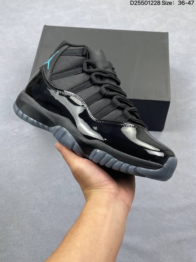 Nike Air Jordan 11 Retro Concord Aj11代 康扣 迈克尔 乔丹高帮运动文化篮球鞋 升级原楦原纸版数据开发版型 采用漆皮镀膜牛培