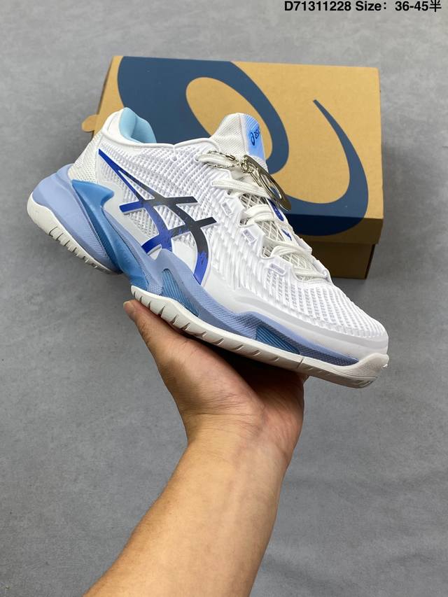 公司级Asics Court Ff 3 Novak 亚瑟士 耐磨透气 低帮专业网球鞋 适用于所有球场的网球鞋 主要是硬地球场 追求日常练习的耐用性和反射性运动的