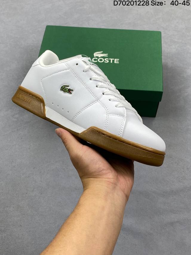 真标Lacoste法国鳄鱼 Carnaby Cup 舒适柔软 防滑耐磨 低帮板鞋 货号:49Sma011209B 尺码:40-45 D70201228