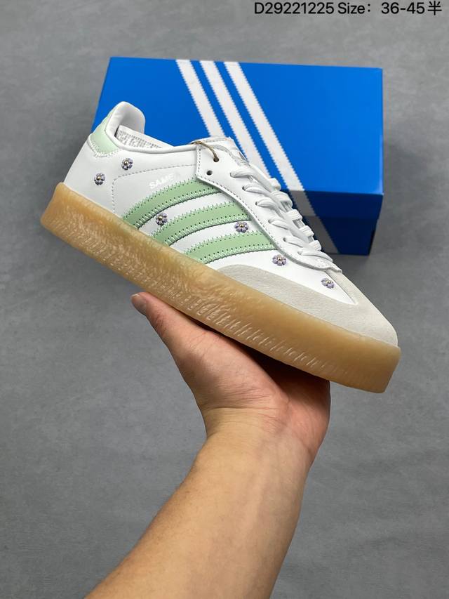 公司级Adidas Originals Sambae 厚底桑巴舞系列阿迪达斯 三叶草 绅士德训足球风百搭低帮休闲运动板鞋 货号:Js3954 尺码:36 36.