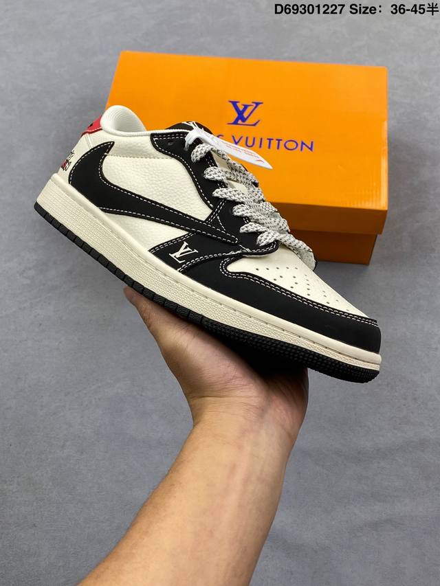 公司级：Nike Air Jordan 1 X Travis Scott Aj1倒勾 乔一倒钩 ‘Diy’定制 耐克 低帮文化篮球鞋 完美品质出货 细节如图所示