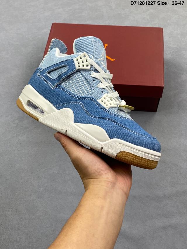 公司级：Nike Air Jordan 4 Retro 耐克 迈克尔 乔丹Aj4代中帮复古休闲运动文化篮球鞋 原厂材料Tpu超Q弹网格材质 缜密拉帮及中底钢印细