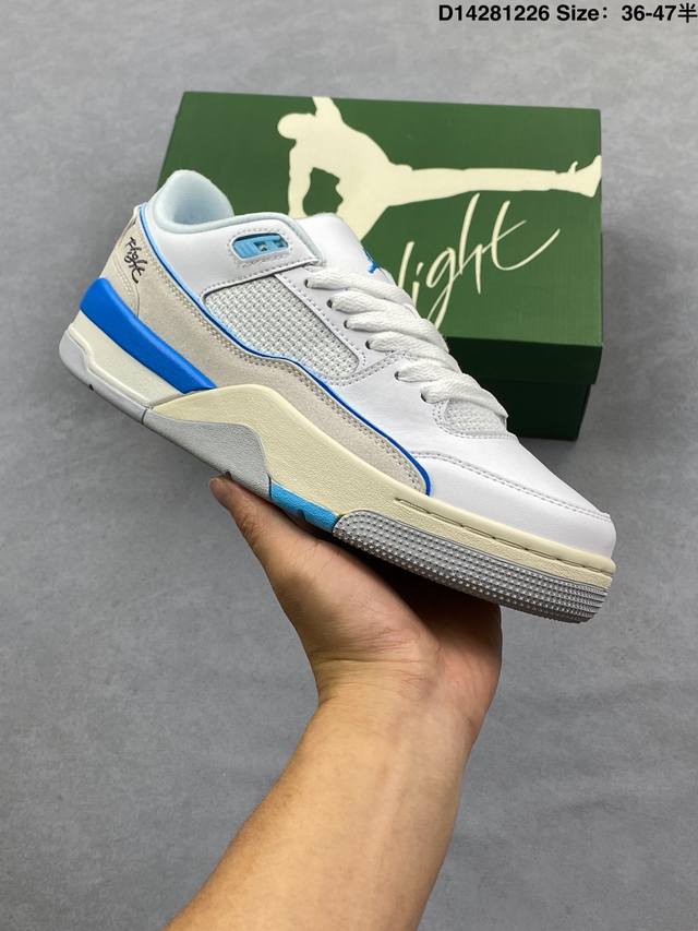 Air Jordan 4 Retro Flight Court 低帮 Aj4 乔丹4代 Aj4 乔4 低邦 白紫色 乔丹篮球鞋系列 鞋款整体以米白色皮革打造，鞋