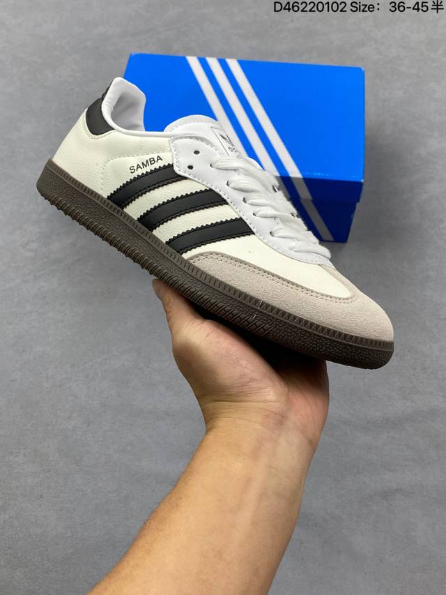 真标Adidas Originals Samba 桑巴舞系列阿迪达斯 三叶草 绅士德训足球风百搭低帮休闲运动板鞋 DDD 货号:Kj7595 DDD 尺码:36