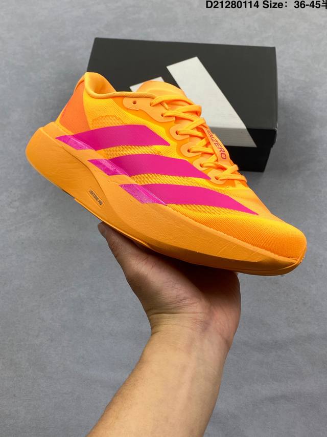 Adidas Adizero Evo Sl M马拉松飞线贾卡轻质透气休闲运动跑步鞋 DDD 采用双层透气网纱 Flywire动态飞线绑缚鞋面材质 内置Zoom小
