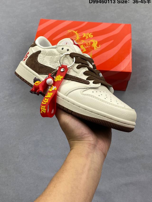 公司级Aj1Travis Scott X Air Jordan 1 ” Reverse Mocha “ Aj1乔1 Ts 闪电 联名倒钩 低帮文化篮球鞋 完美品