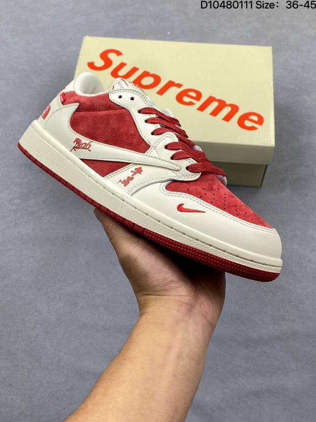 Aj1倒勾限定Travis Scott X Air Jordan 1 ” Reverse Mocha “ Aj1乔1 Ts 闪电 联名倒钩 低帮文化篮球鞋 完美