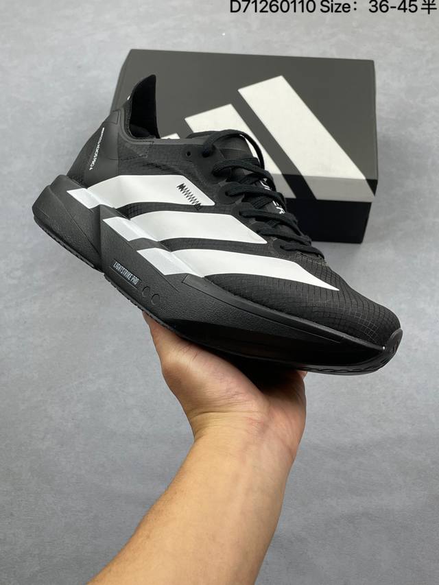 公司级：Adidas Adizero Adios Pro 4M 马拉松飞线贾卡轻质透气休闲运动跑步鞋 DDD 采用双层透气网纱 Flywire动态飞线绑缚鞋面材