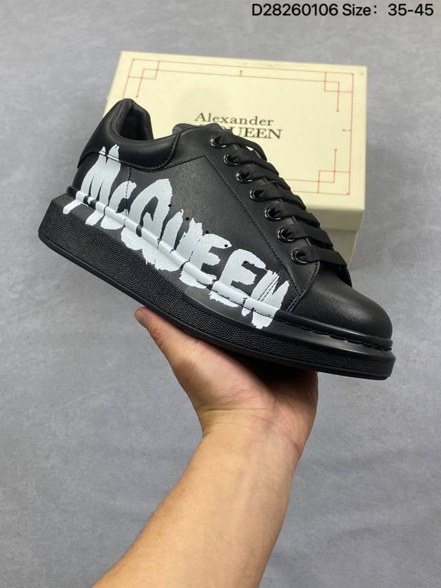 意大利高奢品牌Alexander Mcqueen亚历山大 麦昆 Sole Leather Sneakers 松糕鞋厚底增高小白鞋 DDD 进口丝绸亚光原版皮料