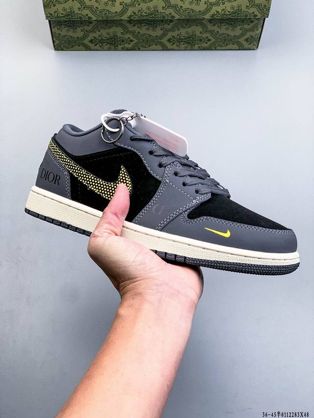 公司级头层！耐克Nike Air Jordan 1 Low Aj1 乔1 低帮潮流运动休闲板鞋。Aj1 低帮拼接 完美版型真头层牛皮# 内置缓震气垫 原鞋开模