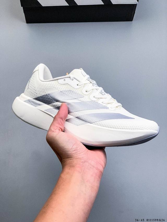Adidas Adizero Evo Sl M马拉松飞线贾卡轻质透气休闲运动跑步鞋 DDD 采用双层透气网纱 Flywire动态飞线绑缚鞋面材质 内置Zoom小