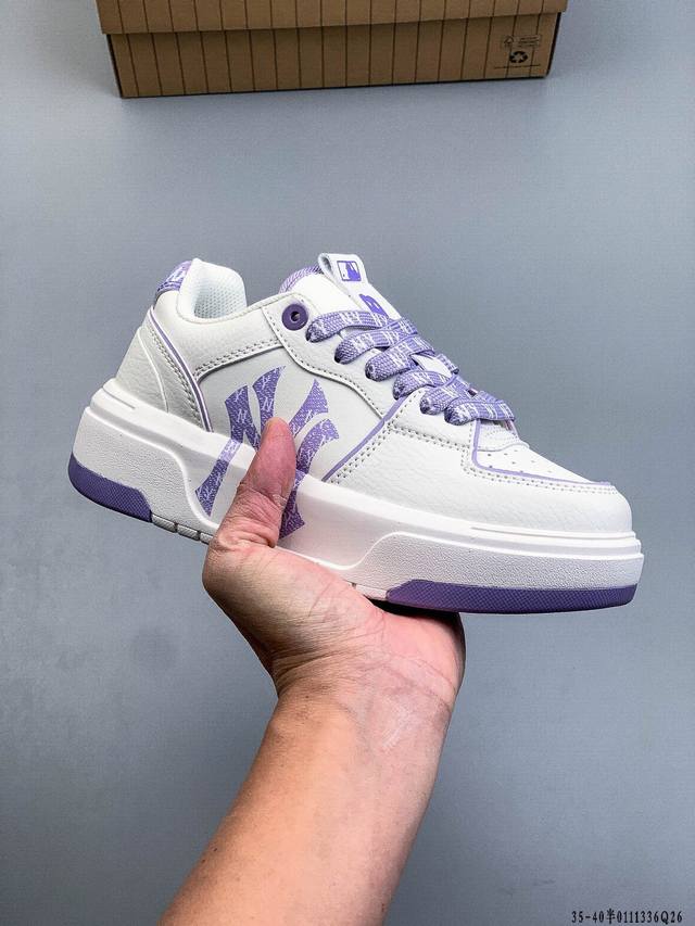 公司级！Mlb Chunky Liner 厚底休闲跑步鞋 Ny印花 牛皮材质运动鞋 DDD 0111336Q26 DDD