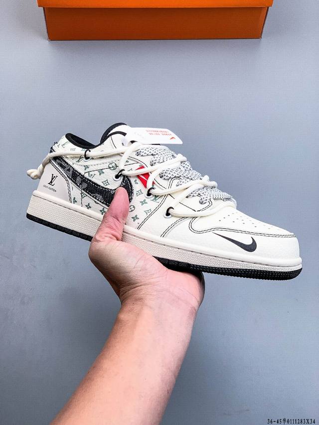 公司级头层！耐克Nike Air Jordan 1 Low Aj1 乔1 低帮潮流运动休闲板鞋。Aj1 低帮拼接 完美版型真头层牛皮# 内置缓震气垫 原鞋开模