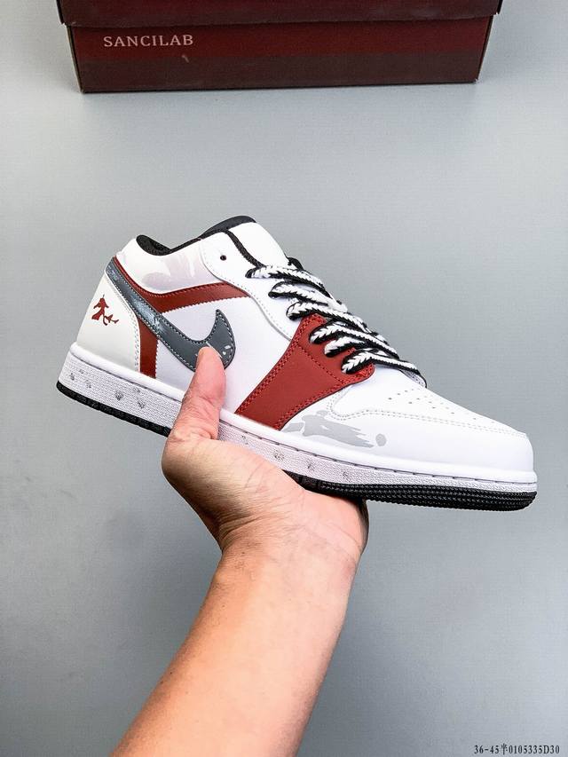 耐克Nike Air Jordan 1 Low Aj1乔1 低帮潮流缓运动休闲板鞋。Aj1 低帮拼接 完美版型真头层牛皮# 内置缓震气垫 原鞋开模 拒绝公底 购