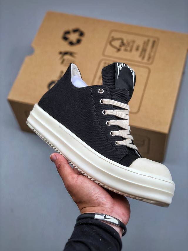 莞产G版，Rick Owens Drkshdw Hollywood 瑞克 欧文斯 DDD 款式 帆布款 低帮 长鞋舌款 黑色 DDD 面料 东莞原厂进口全新20