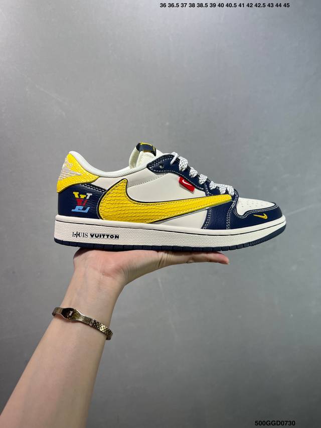 公司级Aj1倒勾Travis Scott X Air Jordan 1 ” Reverse Mocha “ Aj1乔1 Ts 闪电 联名倒钩 低帮文化篮球鞋 完