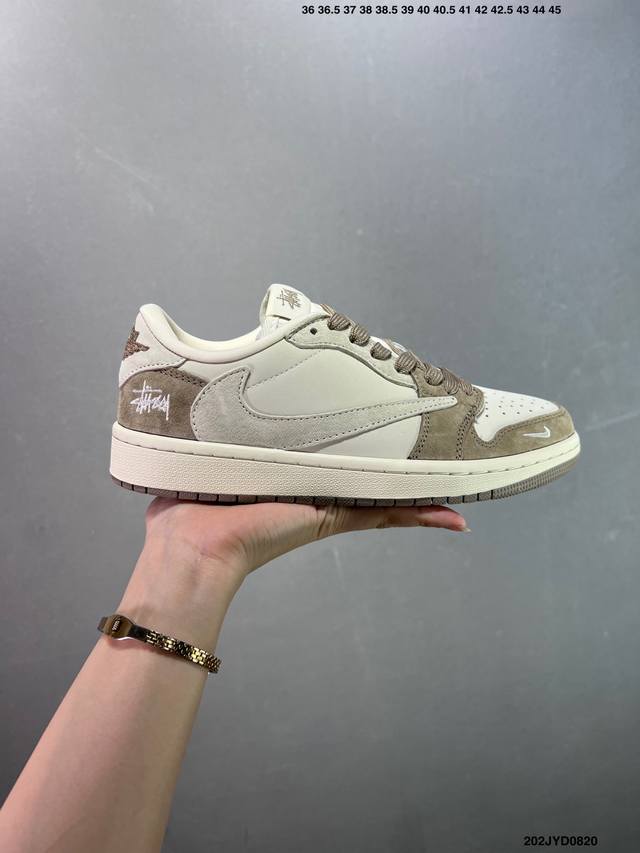 公司级Aj1倒勾Travis Scott X Air Jordan 1 ” Reverse Mocha “ Aj1乔1 Ts 闪电 联名倒钩 低帮文化篮球鞋 完