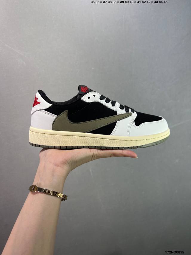 特价Aj1倒勾Travis Scott X Air Jordan 1 ” Reverse Mocha “ Aj1乔1 Ts 闪电 联名倒钩 低帮文化篮球鞋 完美