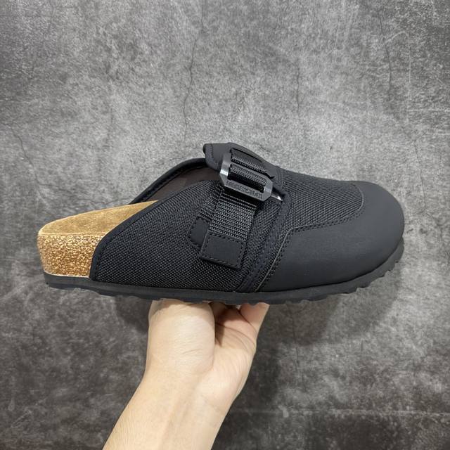 莞产G版 黑色机能风格2025年新款勃肯拖鞋 博肯Irkenstock Boston Suede 波士顿系列包头平底复古软木底休闲拖鞋 DDD 鞋头黑色牛皮包头