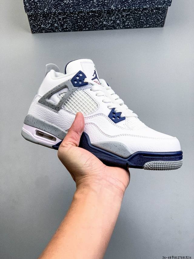 头层真标！Air Jordan 4 Aj4代中帮复古休闲运动文化篮球鞋。秉承轻量化的速度型篮球鞋设计思想完成设计，降低重量的同时提升舒适度，中底延续前作使用了分