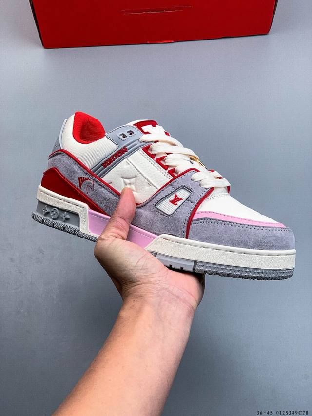 新货顶级纯原代购芯片版本天花板级别 披靡市场任何版本！细节完美呈现！ DDD Louis Vuitton Trainer Lv 路易威登 独家全新升级最新包装，