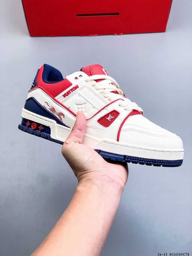 新货顶级纯原代购芯片版本天花板级别 披靡市场任何版本！细节完美呈现！ DDD Louis Vuitton Trainer Lv 路易威登 独家全新升级最新包装，