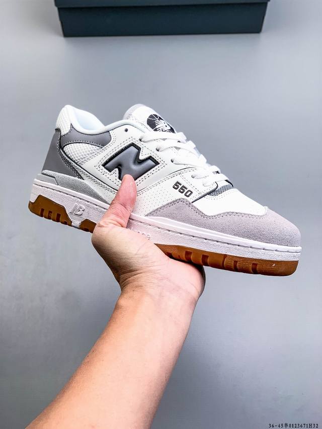 Nb新百伦New Balance Bb550系列经典复古低帮休闲运动板鞋，采用丝光猪巴革拼接牛培皮鞋面材质，厚实耐磨橡胶缓震大底 DDD 0123671H32