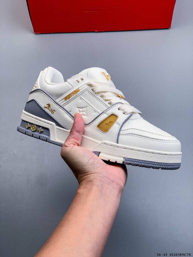 新货顶级纯原代购芯片版本天花板级别 披靡市场任何版本！细节完美呈现！ DDD Louis Vuitton Trainer Lv 路易威登 独家全新升级最新包装，