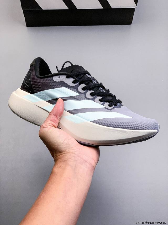 公司级！Adidas Adizero Evo Sl M马拉松飞线贾卡轻质透气休闲运动跑步鞋 DDD 采用双层透气网纱 Flywire动态飞线绑缚鞋面材质 内置Z