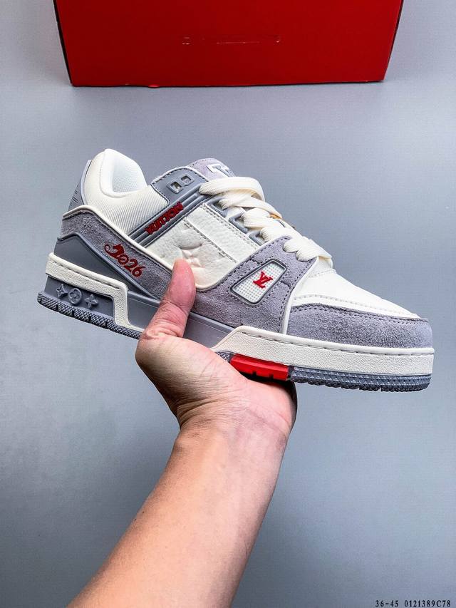 新货顶级纯原代购芯片版本天花板级别 披靡市场任何版本！细节完美呈现！ DDD Louis Vuitton Trainer Lv 路易威登 独家全新升级最新包装，