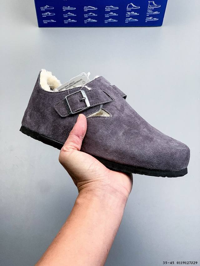 德国百年知名鞋履品牌 加绒加毛博肯Birkenstock 秋冬新款 包头拖鞋 DDD 广东原产#采用质地柔软牛皮革 DDD 中底搭载缓震软木橡胶 DDD 外置E