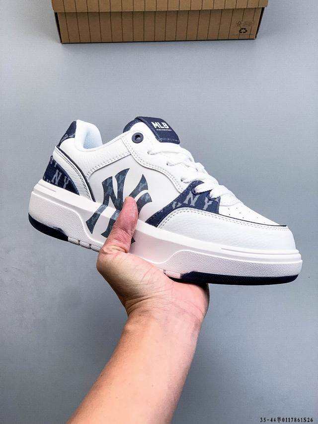 公司级！Mlb Chunky Liner 厚底休闲跑步鞋 Ny印花 牛皮材质运动鞋 DDD 0117861S26 DDD