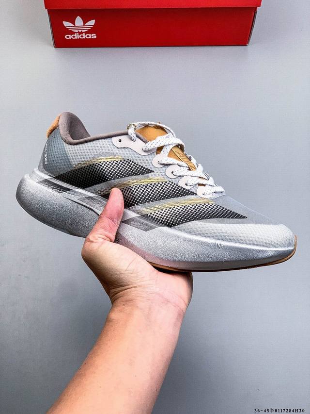 Adidas Adizero Evo Sl M马拉松飞线贾卡轻质透气休闲运动跑步鞋 DDD 采用双层透气网纱 Flywire动态飞线绑缚鞋面材质 内置Zoom小