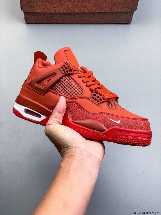 Air Jordan 4 Aj4代中帮复古休闲运动文化篮球鞋。秉承轻量化的速度型篮球鞋设计思想完成设计，降低重量的同时提升舒适度，中底延续前作使用了分离式后掌可