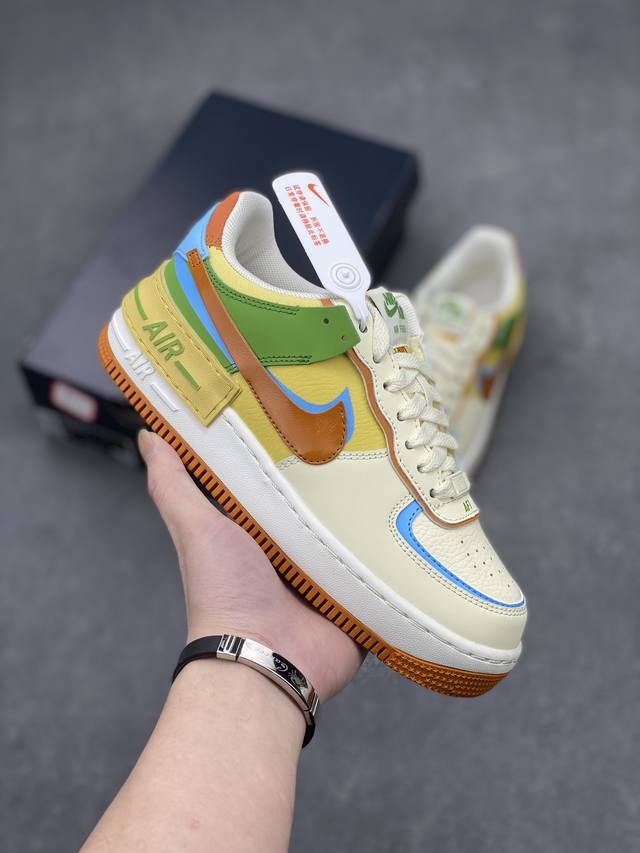 DDD Nk Air Force 1 Shadow 轻量增高低帮百搭板鞋 拼接马卡龙 全新少女系解构主义设计双层轻量Eva发泡中底+防滑Rb橡胶外圈底鞋底 原楦