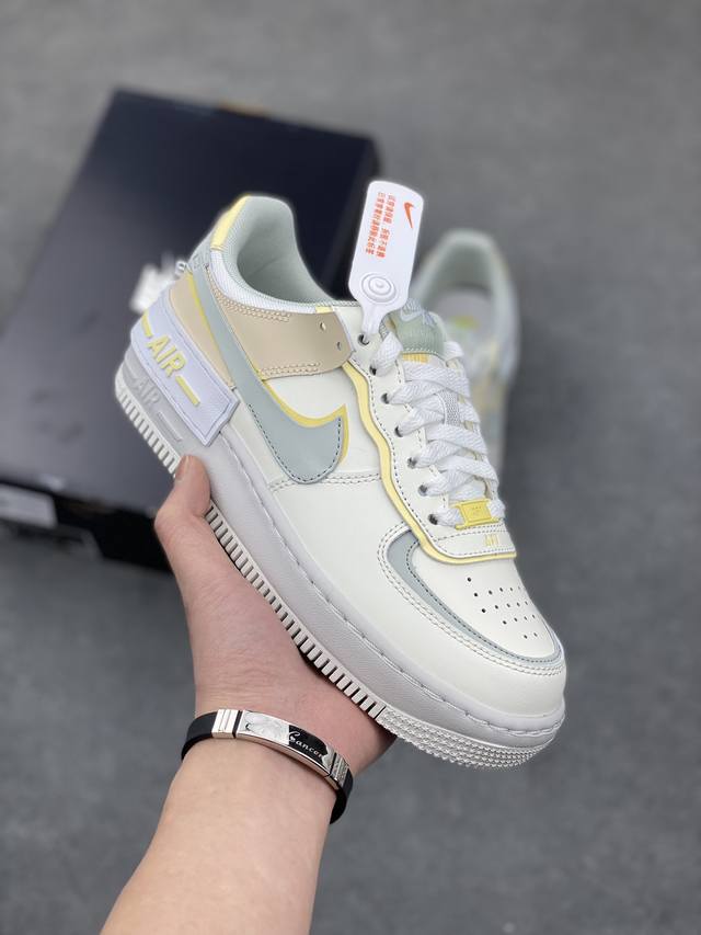 DDD 新色出货 Air Force 1 Shadow 绿粉勾 轻量增高低帮百搭板鞋马卡龙 全新少女系解构主义设计 双层轻量Eva发泡中底+防滑Rb橡胶外圈底鞋
